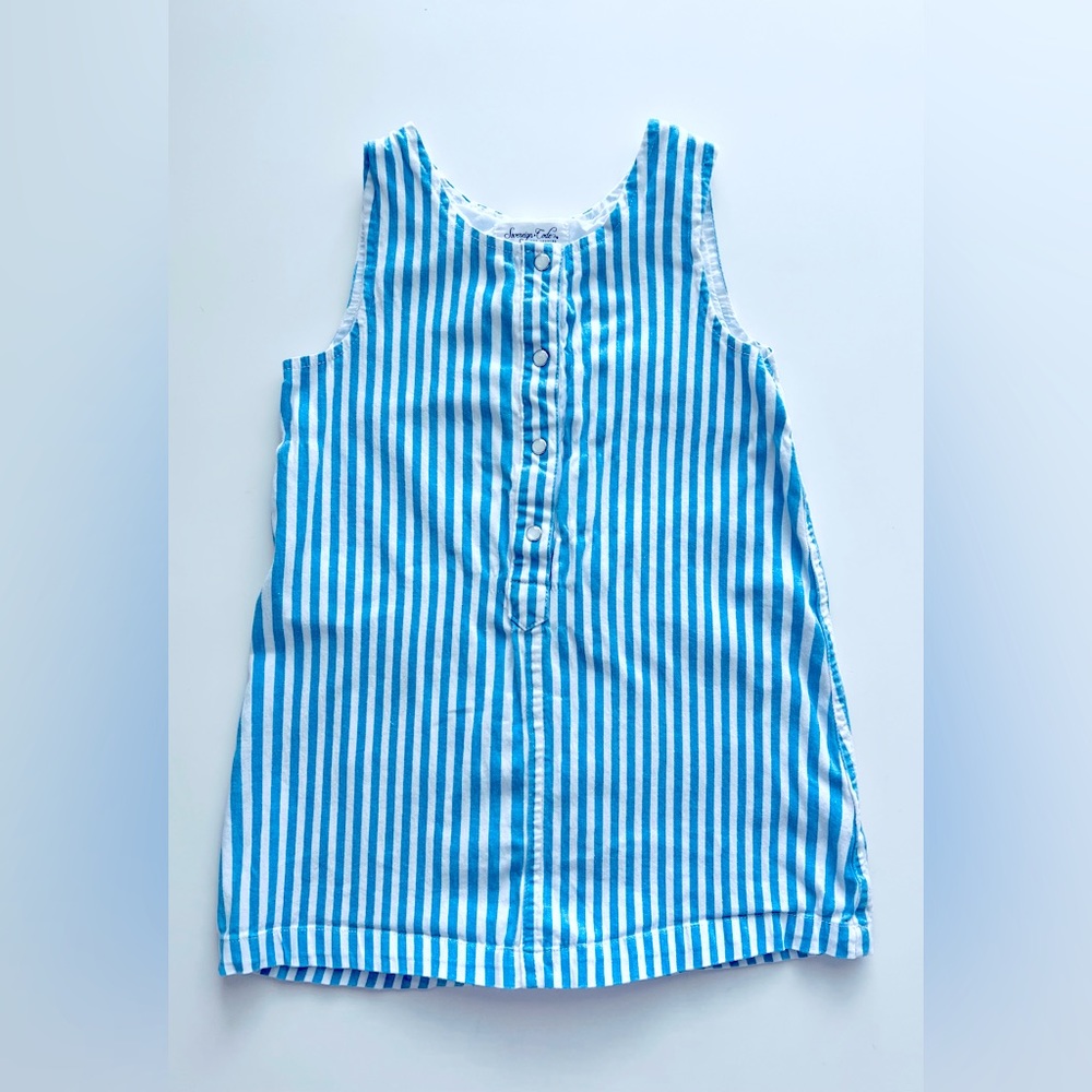 Sovereign Code girls Maxine pearl snap buttons blue  stripe dress sleeveless Y2K